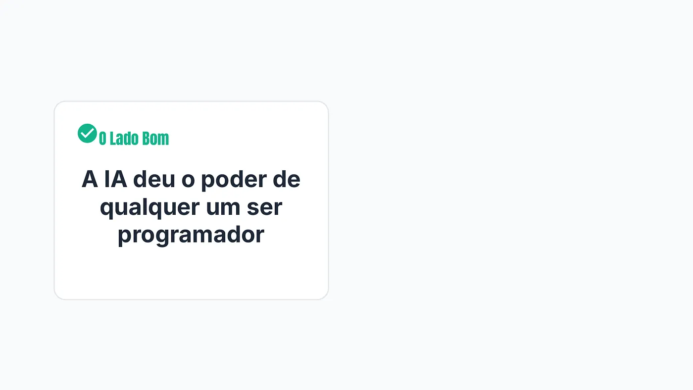 Slide sobre vibe coding: o lado bom é que a IA deu a qualquer pessoa o poder de programar